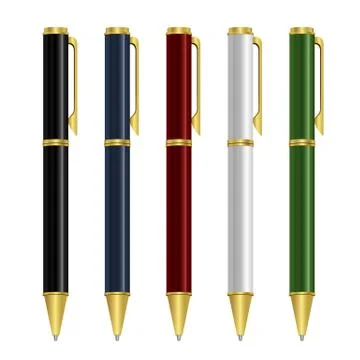 Ballpoint pen set vector design illustration isolated on white background Stock Illustration