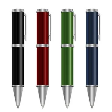 Ballpoint pen set vector design illustration isolated on white background Stock Illustration