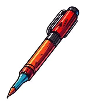 Ballpoint pen supply educative icon Stock Illustration