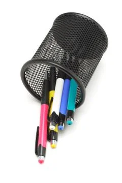 Ballpoint Pens in Container Stock Photos