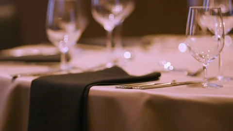 Ballroom Dining Place Setting - Rack Focus Close-Up Stockbeeldmateriaal 99597956