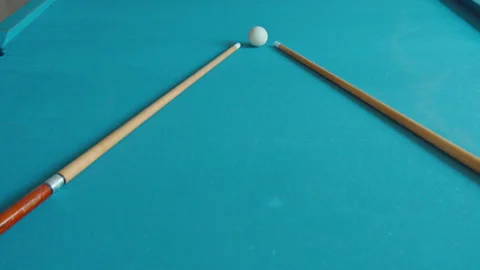 Balls and Two Sticks on A Billiard Table Outside The Resort Stock Footage 161957610