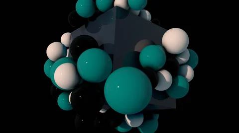 Balls around a Cube Stock Footage 43787264