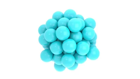 Balls, like atoms, appear while remaining agglutinated in rotation and disappear Stock Footage 150783732