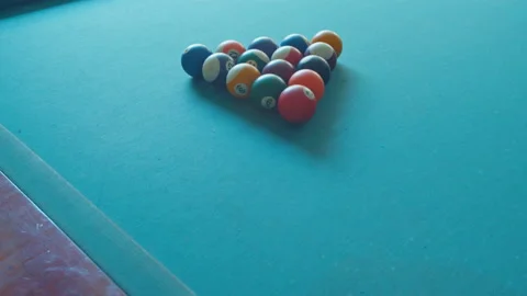 Balls on A Billiard Table Outside The Resort Stock Footage 161954354