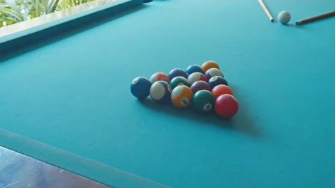 Balls on A Billiard Table Outside The Resort Stock Footage 161954702