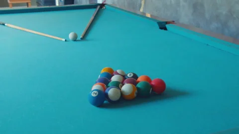 Balls on A Billiard Table Outside The Resort Stock Footage 161957771