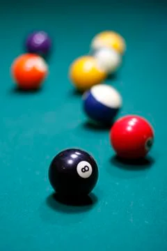 Balls on a billiard table 스톡 사진