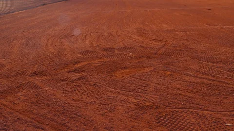 Balls bouncing on orange clay tennis court.Slow Motion 75fps Stock Footage 101919252