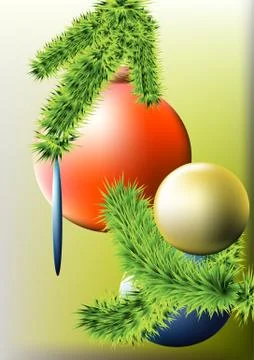 Balls on the Christmas tree Stock Illustration