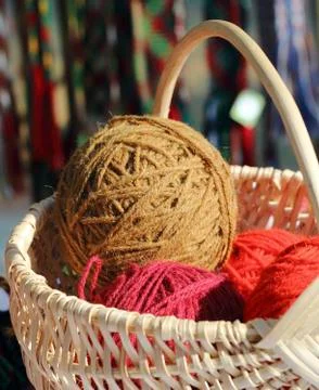Balls of colored yarn Stock Photos