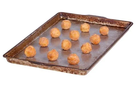 Balls of cookie dough ready to be baked on white Stock Photos