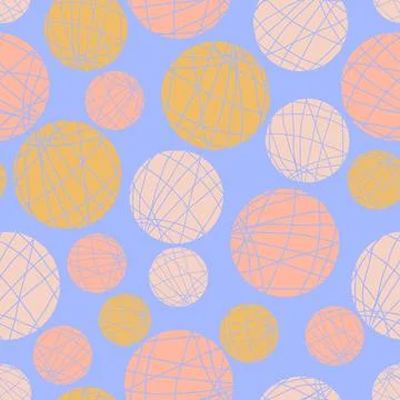 Balls of different sizes with stripes vector seamless pattern. Background for Illustrazione stock