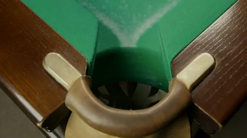 Balls Falling Into Pockets On A Billiard Table Stock Footage 147873202