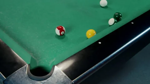 Balls Falling Into Pockets On A Billiard Table Stock Footage 147873509