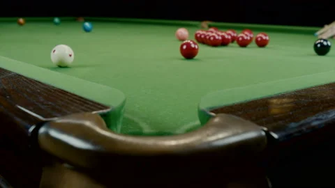 Balls Falling Into Pockets On A Billiard Table Stock Footage 147874749