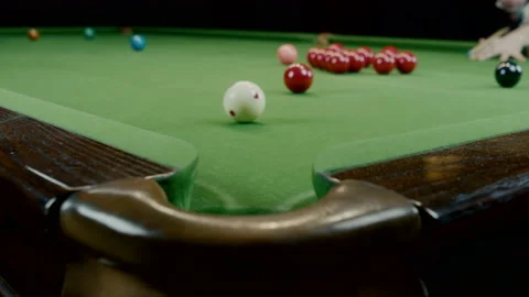 Balls Falling Into Pockets On A Billiard Table Stock Footage 147874865