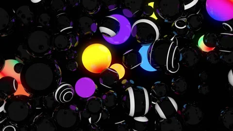 Balls flashing and bouncing around on a black background Video stock 234271297