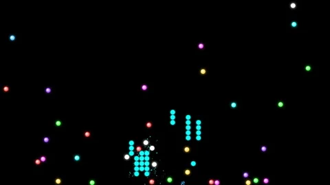 Balls hitting the blue sticker and particles fading into black Vídeo Stock 321013431