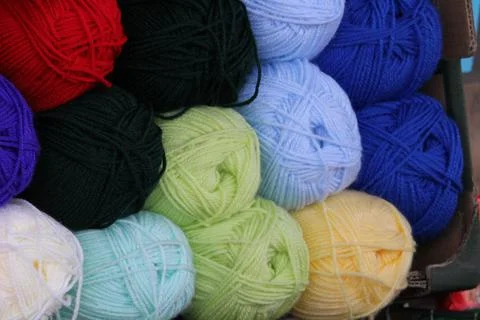 Balls of knitting wool Stock Photos