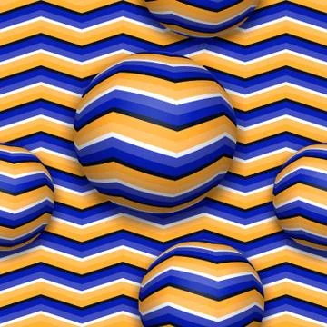 Balls moving upwards. Abstract vector seamless pattern with optical illusion Stock Illustration