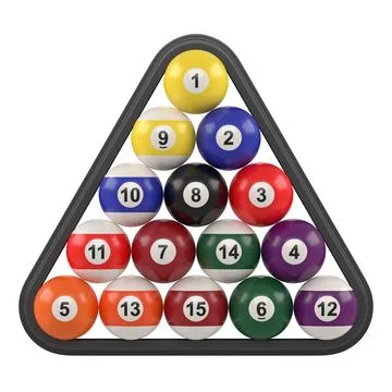 Balls with numbers inside billiards triangle isolated on white background Stock Illustration