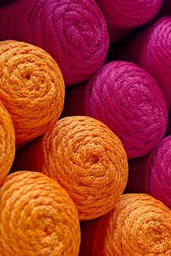 Balls of orange and red threads Foto stock