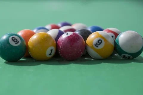 Balls on a pool-table Stock Photos