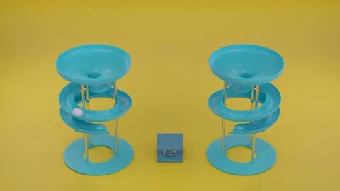 Balls rolling down a slide. Oddly Satisfying 3D Looping Animation. Stockbeeldmateriaal 194562889