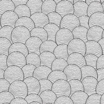 Balls seamless pattern in black and white Stock Illustration