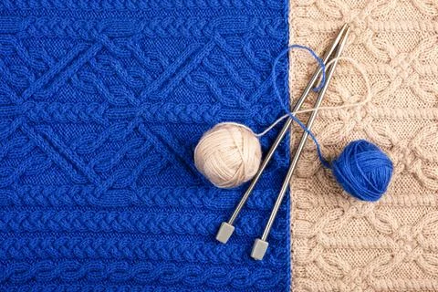 Balls of thread with knitting needles Stock Photos