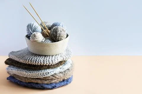 Balls of thread for knitting Stock Photos