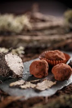 Balls of truffles Stock Photos