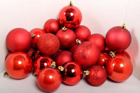 Balls on white background for the Xmas tree decoration Stock Photos