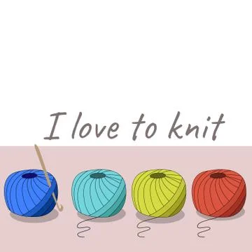 Balls of wool and a hook.  I love knitting. Stock Illustration