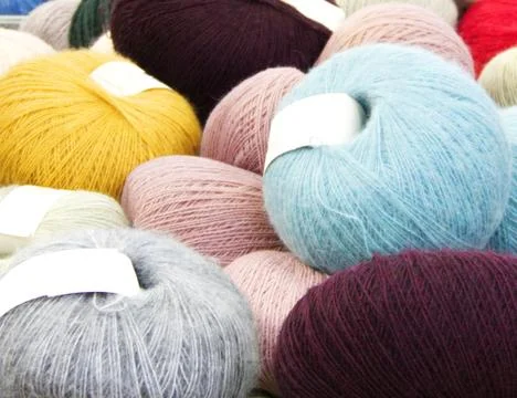 Balls of wool on display Stock Photos