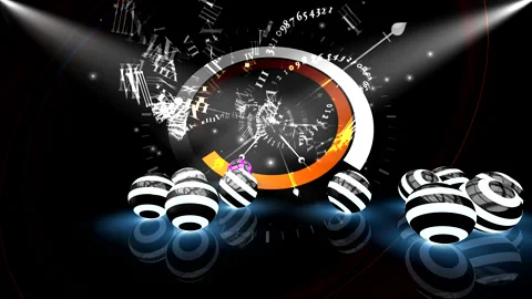 Balls,dial,clock,numerals.Futuristic background.Illustration.Intro Stock Footage 146828041