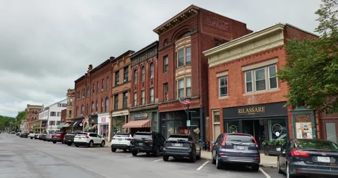 Ballston Spa small town Main Street in New York State Stock Footage 340345873