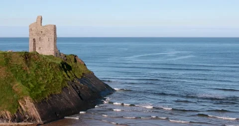 Ballybunion Castle Atlantic ocean Stock-Footage 138215603