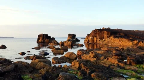 Ballycastle, evening light at the beach and bridge, Northern Ireland Stock Footage 64208492