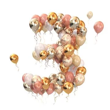 Baloon bunch in form of number 3 three isolated on white. Text letter for age Illustration