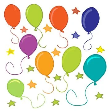 Baloons and stars Stock Illustration