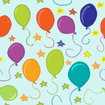 Baloons and stars pattern Stock Illustration