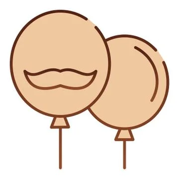 Baloons with mustache flat icon. Party baloons brown icons in trendy flat style Stock Illustration