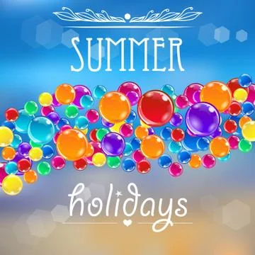 Baloons on the summer background with flares Stock Illustration
