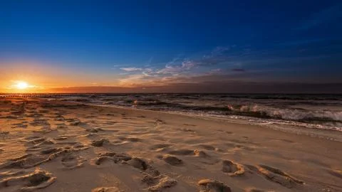 Baltic beach at sunset Stock Photos