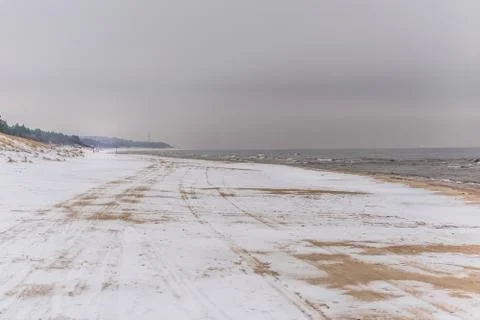 Baltic beach in winter Stock Photos