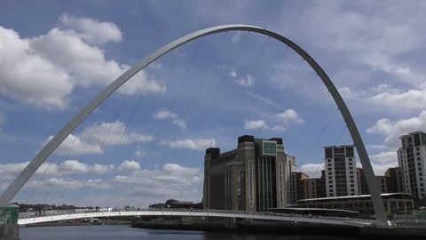 Baltic Centre Gateshead Millenium Bridge clouds Stock Footage 79990203