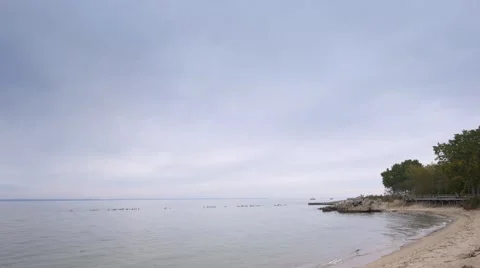 Baltic sea and beach during cloudy day. Vídeos de archivo 68344909