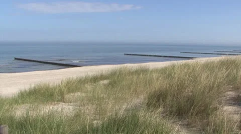 Baltic Sea Beach with dune Stock Footage 24452759